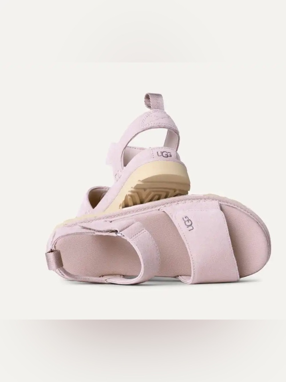UGG Goldenstar Glide Bay Fog Pink Suede Platform Sandals 8.5